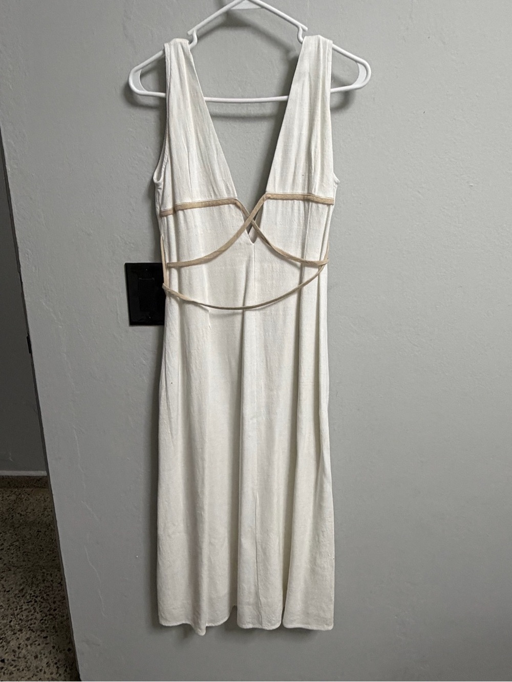 White Sleeveless Cutout Midi Dress - Contemporary Brand Linen